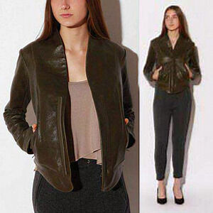 New Veda x Lazerade Domino Moto Jacket Textured Leather Women Size XS NWT